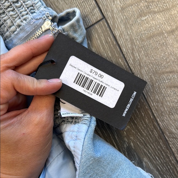 Luxe Light Blue Denim Jumpsuit - Picture 3 of 4